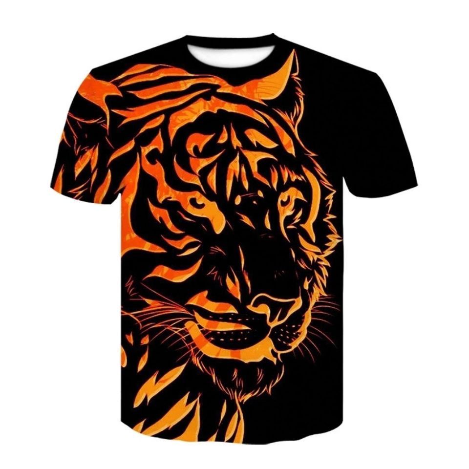 เสื้อยืดคอกลม แขนสั้น พิมพ์ลายสัตว์ เสือ 3 มิติ ทรงหลวม ขนาดใหญ่ แฟชั่นฤดูร้อน สําหรับผู้ชาย ราคา ถูกที่สุด ดีลบีเคเค แกลเลอรีภาพที่ 4