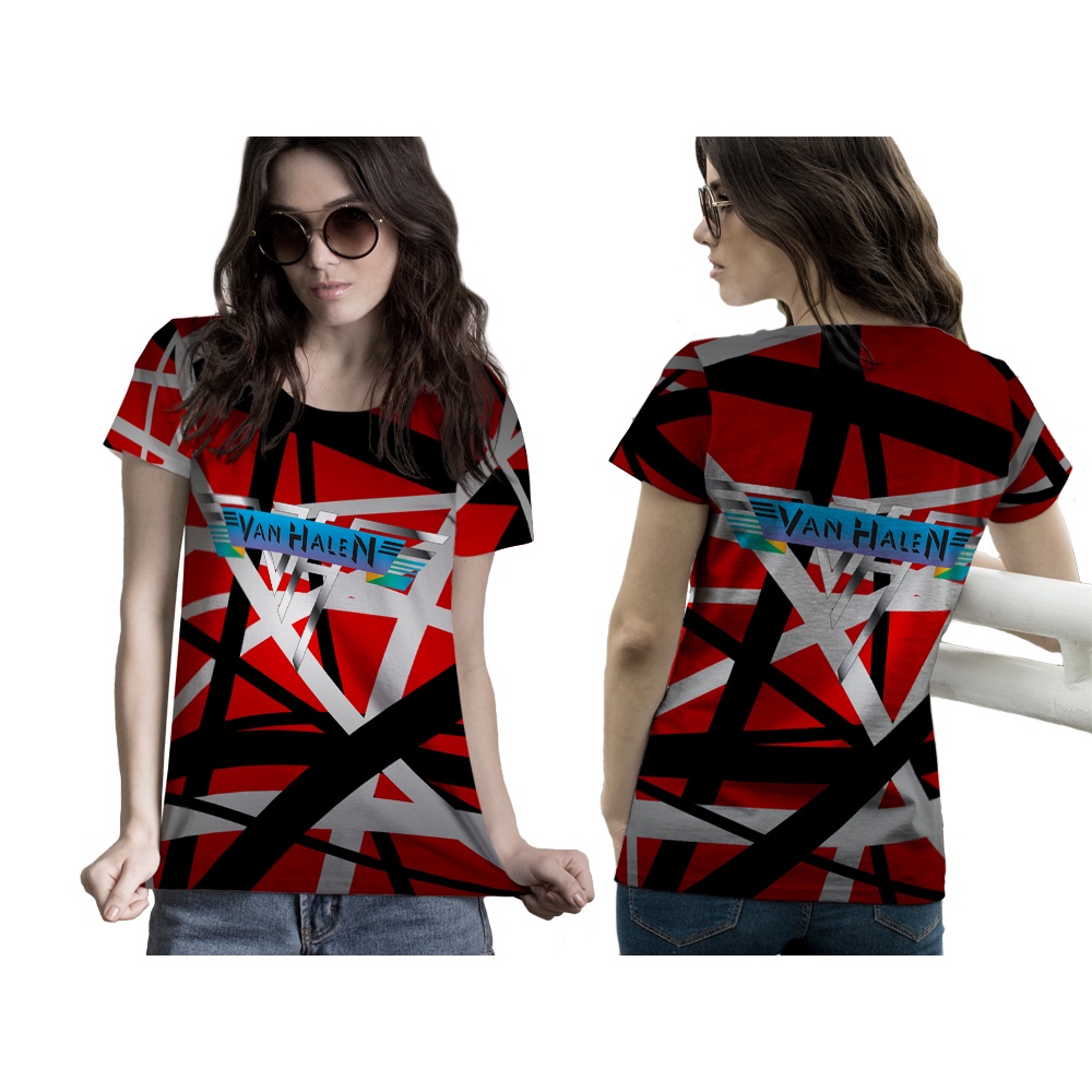 TiniShop - เสื้อยืดผู้หญิงอินเทรนด์ / VAN HALEN เสื้อยืดพิมพ์ลายผู้หญิง / เสื้อยืด VAN HALEN 3D