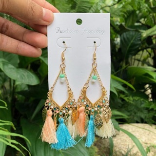 🌟 พร้อมส่ง 🌟 ต่างหูพู่หลากสี Bohemian Ethic tassel earrings