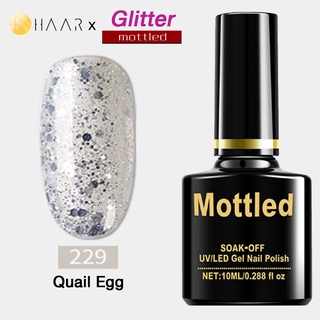 ยาทาเล็บ เจล Gel Nail Polish HAAR x Mottled Glister Tone โทน กลีสเตอร์ กากเพชร สี เงิน ทอง ชมพู แดง น้ำเงิน เขียว ฟ้า...