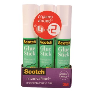 สก๊อตช์ กาวแท่ง 7.08 กรัม แพ็ค 4 ฟรี 2 แท่ง Scotch glue stick 7.08 g. Pack of 4 free 2 sticks.