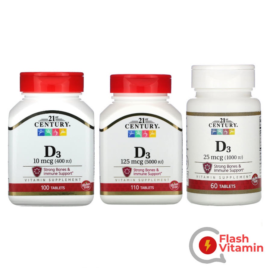 [พร้อมส่ง] 21st Century , D3, ขนาด 400 IU / 1,000 IU / 5,000 IU - Vitamin D3 D-3 วิตามิน ดี 3 บำรุงก