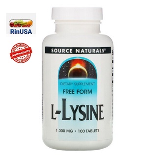 Pre​Order​❗Source Naturals, L-Lysine แอล-ไลซีน 1,000 mg, 100 Tablets