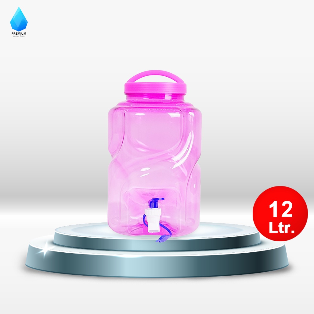 Premiumwatertank ถังน้ำ ถังน้ำดื่ม PET รุ่นมีก๊อกพร้อมหูหิ้ว ขนาด12ลิตร ลาย6