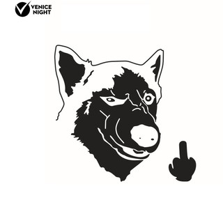 * สุนัขที่ร้ายแรง Husky พลิกนิ้วรถบรรทุกรถ SUV สติกเกอร์แล็ปท็อป
