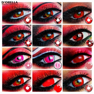 DORELLA 1 คู่ (2 ชิ้น) NARUTO คอสเพลย์คอนแทคเลนส์ที่มีสีสันคอสเพลย์คอนแทคเลนส์สี Halloween Crazy Lens Eye Color ตาสีแดงคอนแทคเลนส์รายปีคอนแทคเลนส์แบบใช้แล้วทิ้ง