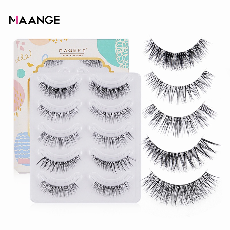 Maange 5 คู่/เซ็ต Soft Lashes ขนตาธรรมชาติสําหรับต่อขนตา