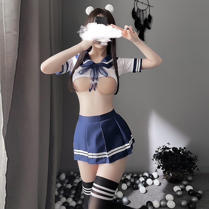 ชุดนักเรียนญี่ปุ่นและเกาหลีล้วนๆ คอสเพลย์ แบบปกกะลาสีเรือพร้อมเนคไท M-2XL T-028 - รูปที่ 2