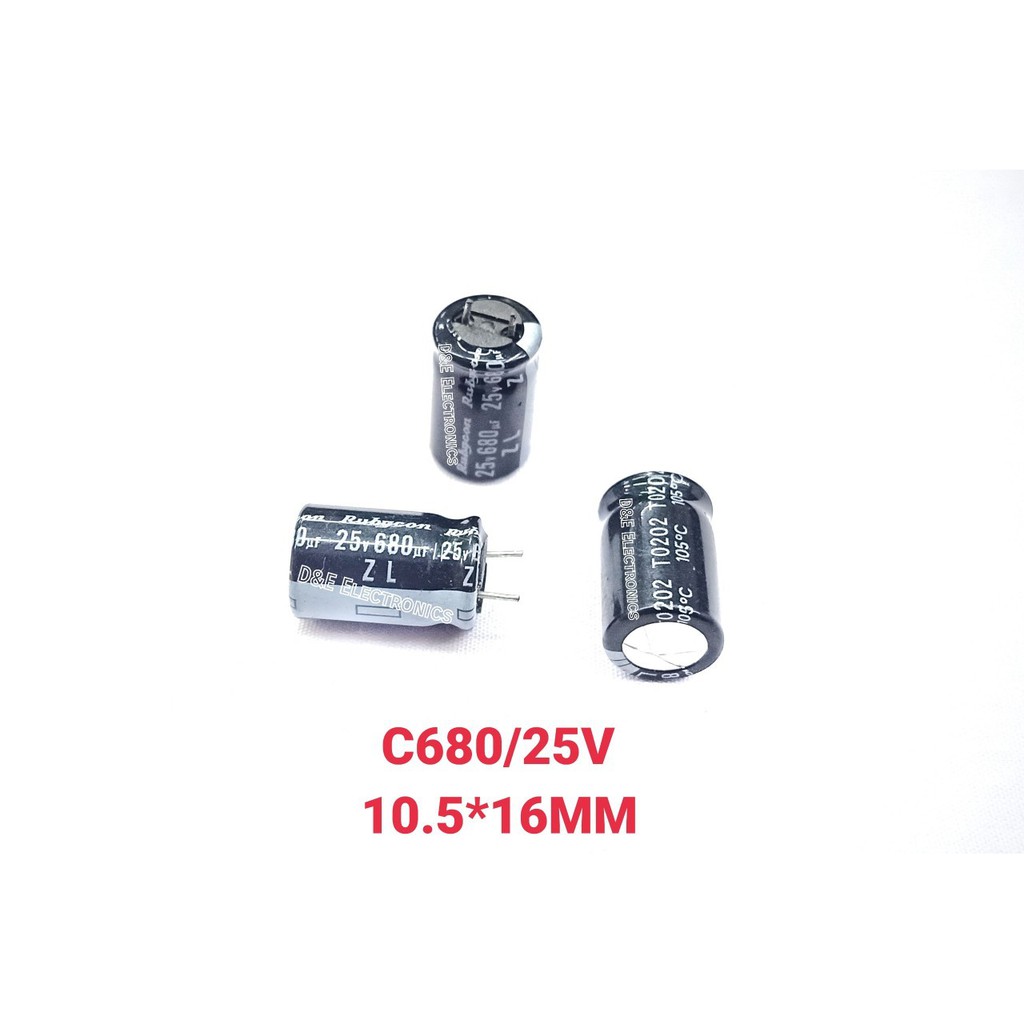 C Capacitor 680uF25V Electrolite (10 ตัว) (เลือกขนาดได้)  ตัวเก็บประจุ อิเล็กโทรไลต์ คาปาซิเตอร์ *!SALES!* - รูปที่ 2