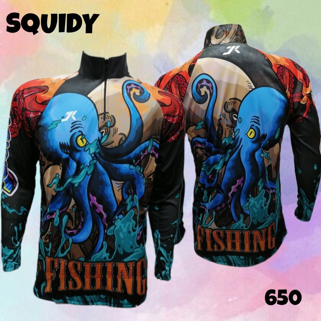 เสื้อตกปลา JK Thailand เสื้อสำหรับกีฬากิจกรรมกลางแจ้ง ลาย SQUIDY ป้องกันรังสี UV 80% แห้งเร็ว - รูปที่ 2