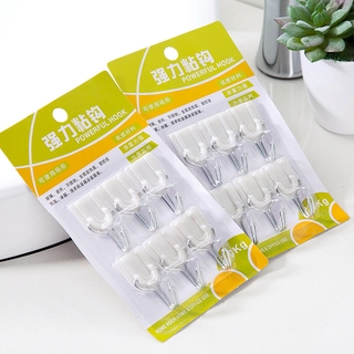 6pcs Plastic Hooks Kitchen and Bathroom Wall Hanging Hooks Wall Nail-free and Traceless Hooks