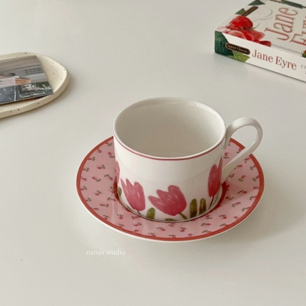 Nanas Studio Tulips Teacup Set with Saucer // สไตล์เกาหลี // สไตล์ Ins
