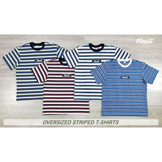 เสื้อคอกลมทรง oversize ลายริ้ว