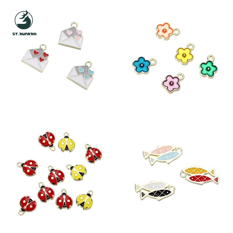 จี้ 10 ชิ้น แบบต่างกัน (เต่าทอง,ราศี,ดอกไม้,รัก) สำหรับทำต่างหู พวงกุญแจ DIY เครื่องประดับแฮนด์เมด
