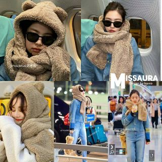 JENNIE BLACKPINK’s AIRPORT FASHION หมวกขนฟู่ฟ่องมีหูน่ารักเวอร์