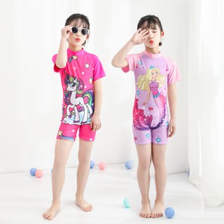 ชุดว่ายน้ําแขนสั้นลายการ์ตูน Baju Renang Baju Kolam Kanak2 Perempuan