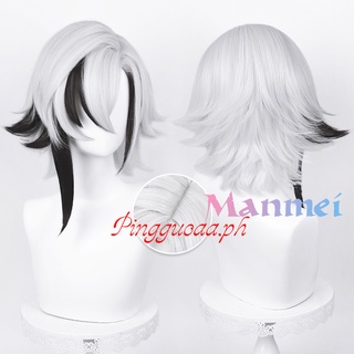 Manmei Genshin Impact Arlecchino Cosplay Wig Knave Fatui White Black Hair Anime Heat Resistant Synthetic Wig