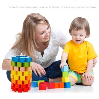 Early childhood education building blocks บล็อคไม้ลูกบาศก์ เสริมพัฒนาการ