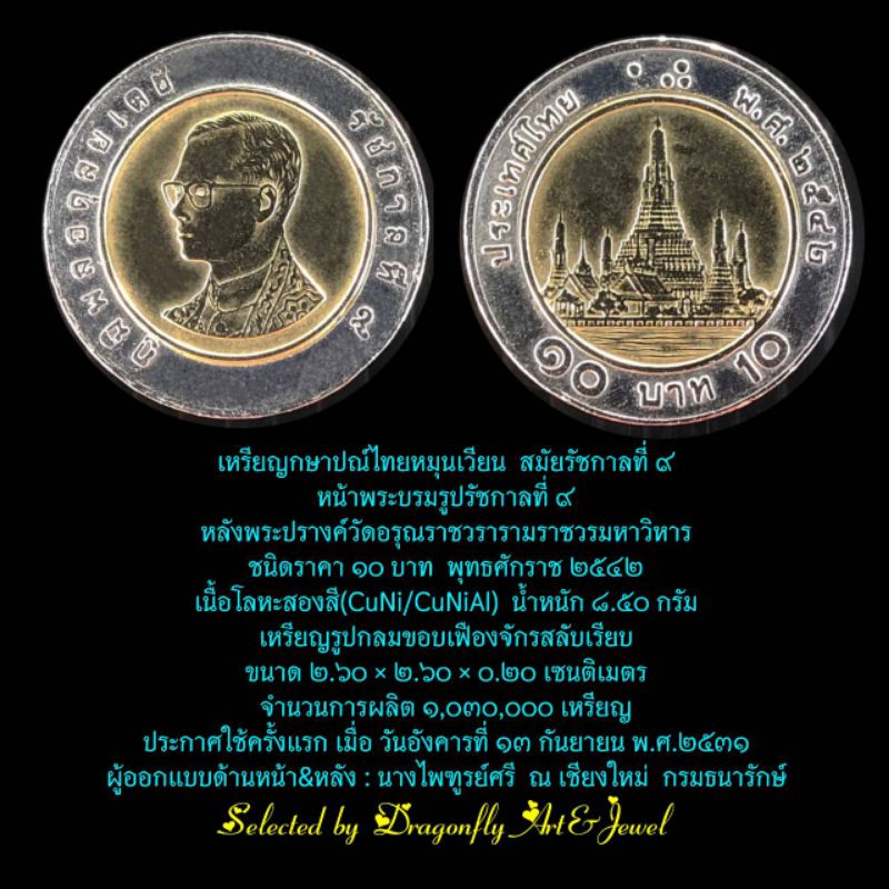 เหรียญกษาปณ์ไทยหมุนเวียน10บาทปีพศ2542