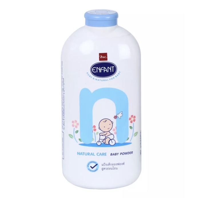 (1แถม1) Enfant อองฟองต์ เนเจอร์แคร์ แป้งเด็ก สีชมพูและฟ้า 400 กรัม (2ขวด) - รูปที่ 2