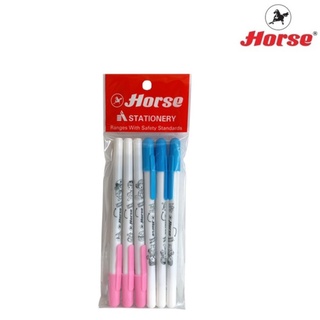 Horse ตราม้า ปากกาลูกลื่น แบบปลอกสวม  0.7 มม. ลายการ์ตูน H-10 1X6 ด้าม จำนวน 1 แพ็ค