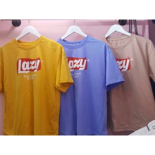 เสื้อยืดแนวโอเวอร์ไซส์ ลาย Lazy