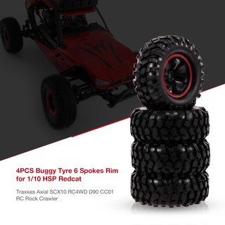 4pcs 1/10 RC Buggy ยาง 6 ซี่ริมสำหรับ 1/10 HSP Redcat Traxxas Axial SCX10 RC4