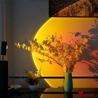 โคมไฟ Led สีรุ้งสไตล์โมเดิร์นสําหรับตกแต่งบ้าน Sunset Projection Floor Light Rainbow Modern Led Floor Light Living Room Stand Light Bedroom Projector Floor Lamp