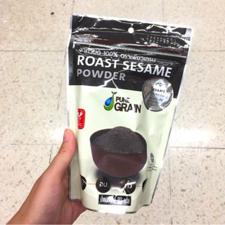 งาดำคั่วบด 100% ตรา เพียวเกรน Pure Grain Roast Sesame powder 80g ธัญพืช งาดำ งาคั่ว