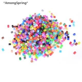 Amongspring ลูกปัด Hama Perler 5 มม. คละสี ของเล่นเสริมการเรียนรู้เด็ก DIY 1000 ชิ้น ต่อถุง