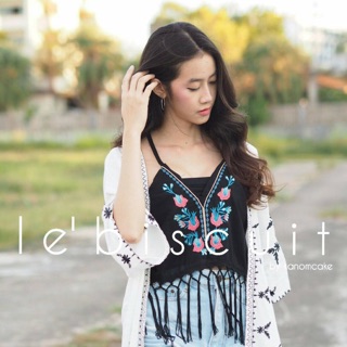 🌟สายเดี่ยวปักลายดอกไม้แต่งพู่