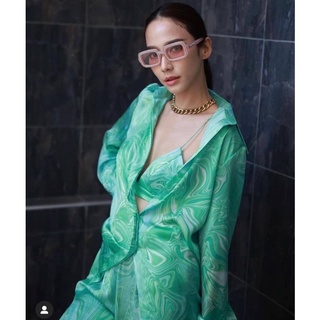 🥬🥬Green Marble Set 🥬🥬เซต2ชิ้น เสื้อเชิ้ตแขนยาว มาพร้อมเกงขายาว ตามแบบแม่อั้มใส่ มาในโทนเขียวเหนี่ยวทรัพย์