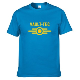 แฟชั่น Vault Tec เกม Fallout Men คลาสสิกเสื้อ Casua T Blue