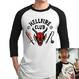 Hellfire Club เสื้อยืด แขน 3/4 พิมพ์ลายกราฟฟิค Stranger Things 4 กันฝุ่น โอเวอร์ไซซ์ สําหรับผู้ชาย และผู้หญิง