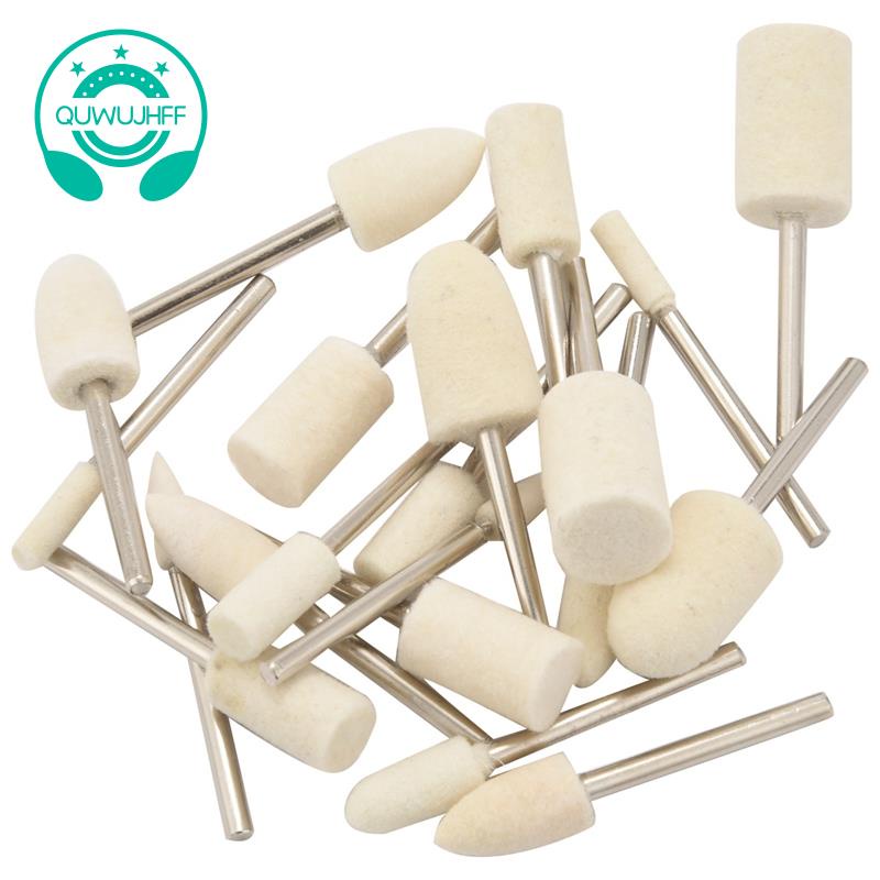 20 ชิ้นขนสัตว์ Felt ติดตั้ง Mandrel ing Buffing ล้อบด Bits เครื่องบดหัวนาฬิกาเครื่องประดับเครื่องมือโรตารี่อุปกรณ์เสริมสิ่งที่แนบมา - 1/8 นิ้ว Shank