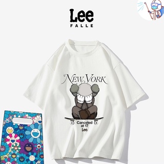 Leefalle เสื้อยืดลําลอง ผ้าฝ้าย แขนสั้น คอกลม พิมพ์ลาย ทรงหลวม แฟชั่นฤดูร้อน สําหรับคู่รัก