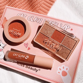 เซต​แต่งหน้า ​Cat claw​ Kiss​ Beauty​ 3 ชิ้น อายแชโดว์​ บ​ลัช​ออน​ ลิปสติก​ ครบเซตกันน้ำ คุ้มมาก สีสวย ติดทนนาน