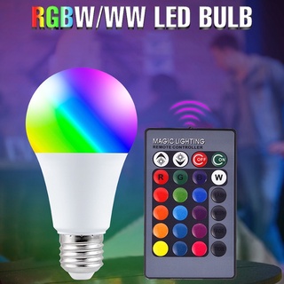 หลอดปิงปองRGB LED หลอดไฟ ขั้ว E27 เปลี่ยนสีด้วยรีโมทคอนโทรล 5W/15W LED ประหยัดไฟ