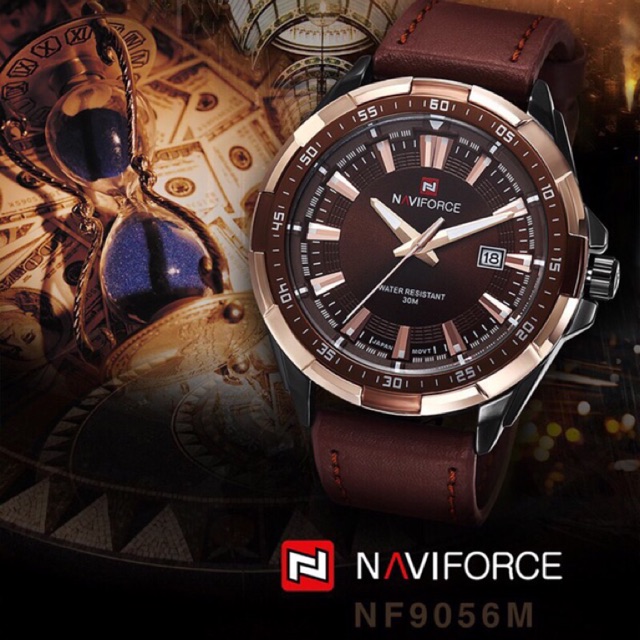 NAVIFORCE NF9056M สายหนังกันน้ำ100%