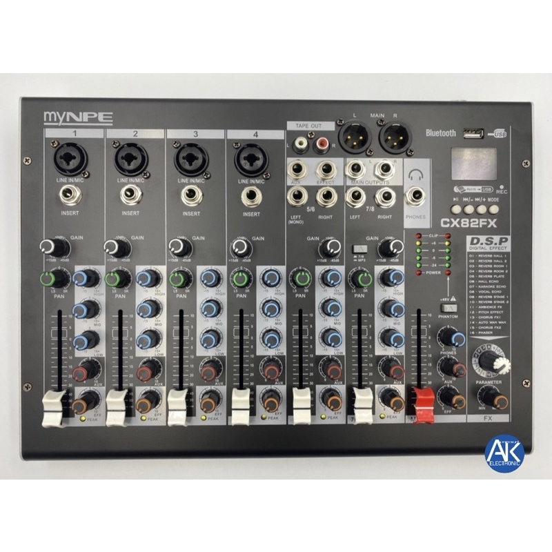 MIXER มิกเซอร์ myNPE CX82FX คาราโอเกะ บลูทูธ เอฟเฟค mix เครื่องเสียง BT USB EFFECT