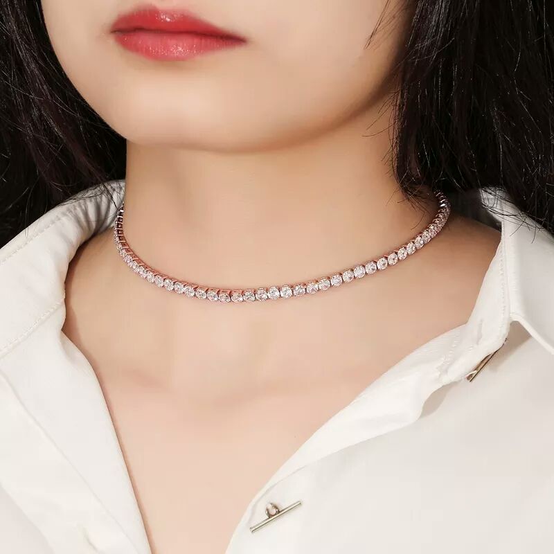 สร้อยคอเพชรCz AAA 💎 4mm. + ต่างหูเพชรCz