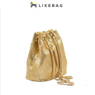 LIKEBAG คริสตัลประดับเพชรกระเป๋าสะพายไหล่ยาวสายนาฬิกาโลหะสำหรับสตรีกระเป๋าสะพายข้าง