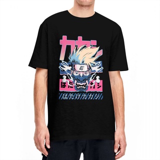 เสื้อยืดผ้าฝ้ายพรีเมี่ยม ผ้าฝ้ายคอกลมKakashi Hatake Naruto T Shirts for Men 100% Cotton Novelty T-Shirts Manga Anime Tee