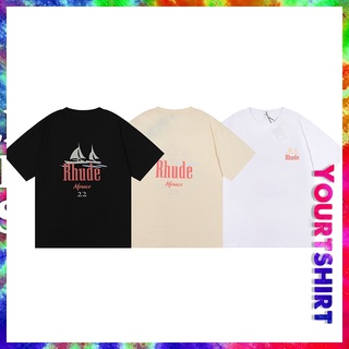 เสื้อยืด พิมพ์ลายกราฟฟิคเรือใบ Rhude ขนาดใหญ่ สไตล์วินเทจ สําหรับผู้ชาย