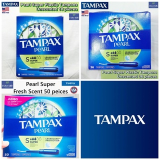 Tampax - Pearl Super Plastic Tampons 18, 36, 50 Count ผ้าอนามัยแบบสอด เหมาะกับวันมามาก