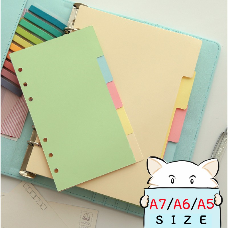 ที่คั่นแพลนเนอร์ COLORFUL ⭐️ แบ่ง 5 หมวดหมู่ Planner Dividers Tab Refill Divider Index ดัชนี A7/A6/A