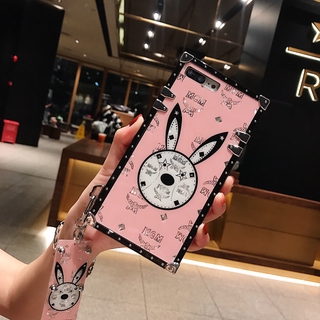 เคสโทรศัพท์ทรงเหลี่ยม FOR oppo RENO 4 Realme C11 X50 5g 5i 6i pro c3 XT X2 / RENO 2Z 3 4 10X 2F Square fashion brand mobile phone case cover flash pink rabbit