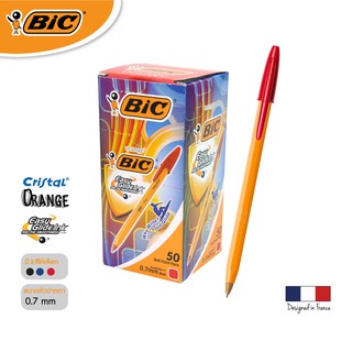 [Official Store] BIC บิ๊ก ปากกา Orange ด้ามส้ม ปากกาลูกลื่น หมึกแดง หัวปากกา 0.7 mm. จำนวน 50 ด้าม