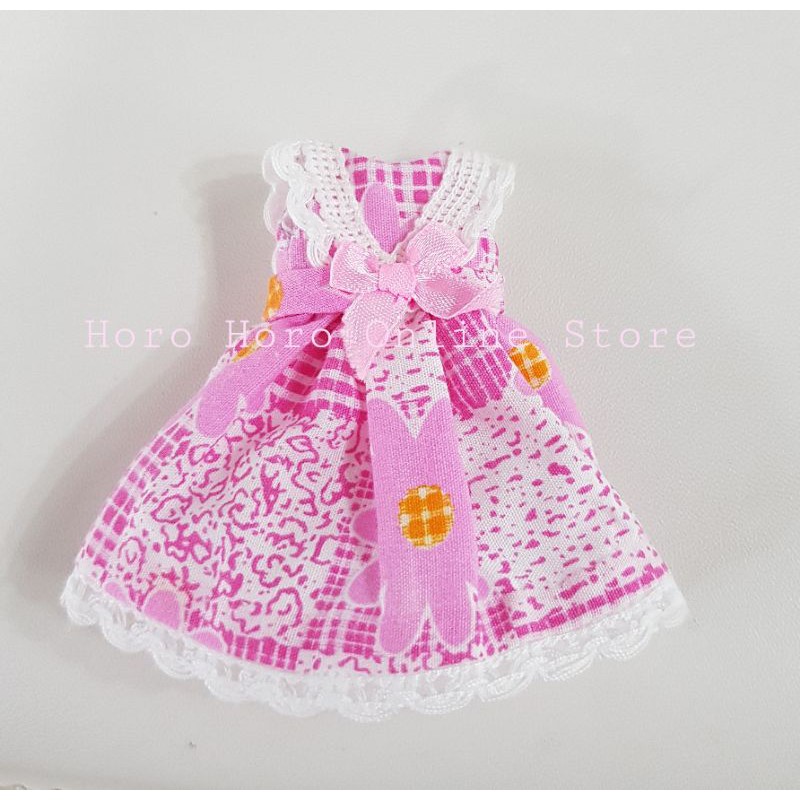 💗 ชดตุ๊กตา Ob11 💗 ชุดเดรสลายดอกไม้สีชมพู 🌸 Dress for Obitsu 11 / Ob11 💗