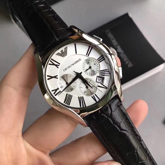 AR0670    35mm Quartz, Silver Dial with Black Embossed Leather Band - Women's Watch